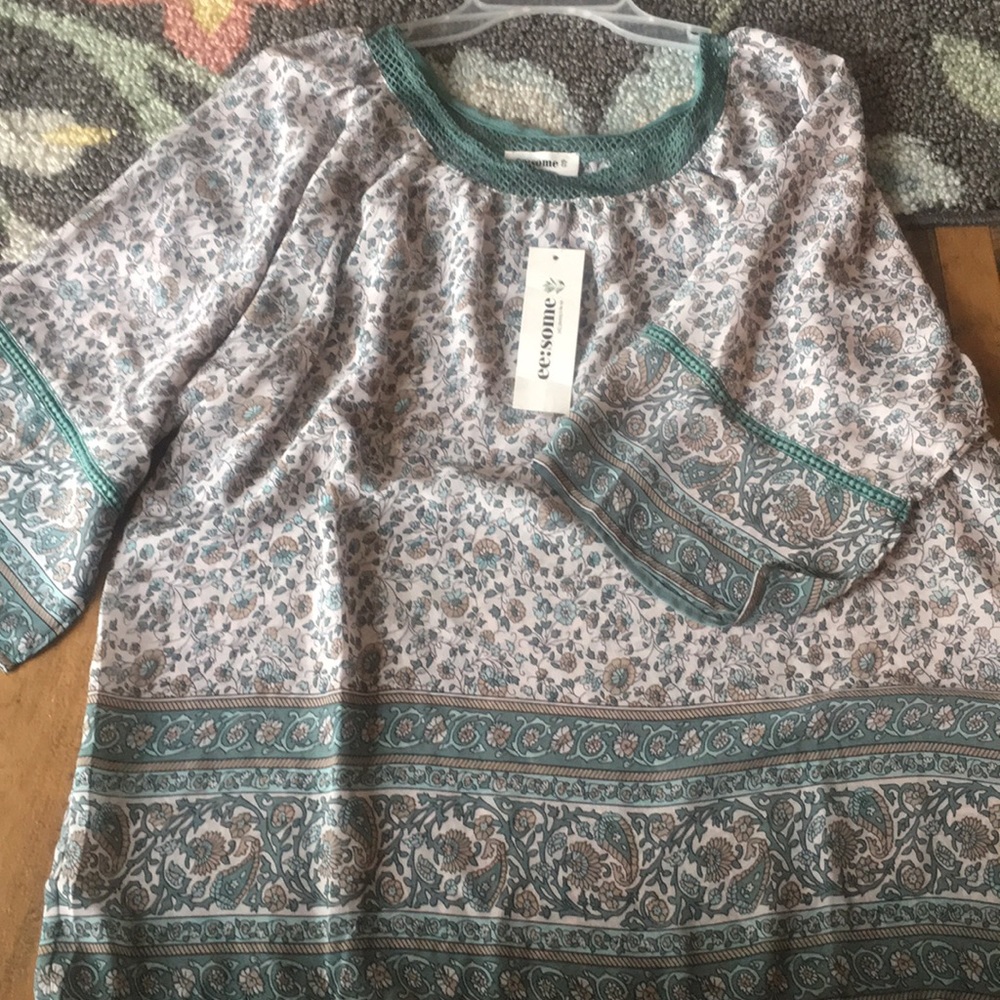 Sage floral blouse